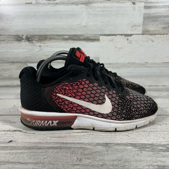 Nike Arimax Sequent 2 Womens Lace-Up Mesh‎ Black Pink Gray Running Shoes Sz 8.5 - Picture 1 of 8